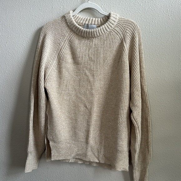 Never worn Modern Citizen oatmeal Boyfriend side slit sweater, Medium - Picture 4 of 6